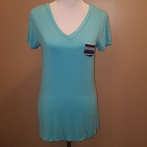 Aqua Tee with Tribal Pocket